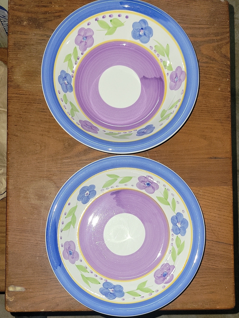 Vintage Gibson Bella Everyday Soup Cereal Bowls Set of 2 Blue Purple Floral